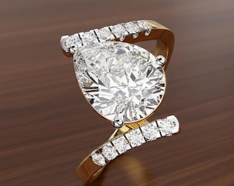 Pear Cut Simulierter Diamant Solitär Ring: 925 Sterling Silber überzogener Hochzeits Schmuck