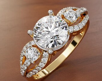 Simulierter Diamant 925 Sterlingsilber Verlobungsring: Runder Cluster Solitär