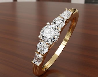 Simulierter Diamant 925 Sterlingsilber überzogener Solitaire Ring: Runder Cluster-Verlobung