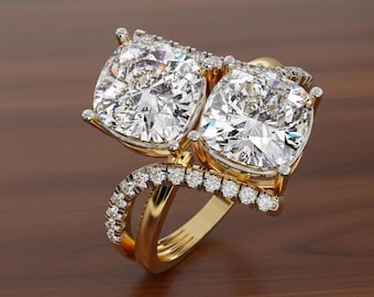 Kissen Simulierter Diamant Solitär Ring: 925 Sterling Silber Plated Verlobung