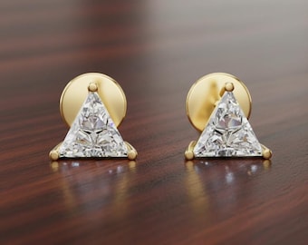 925 Sterling Silver Plated Simulated Diamond Trilliant Stud Earrings