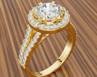 Simulierter Diamant 925 Sterlingsilber überzogener Solitaire Ring: Runder Cluster-Verlobung