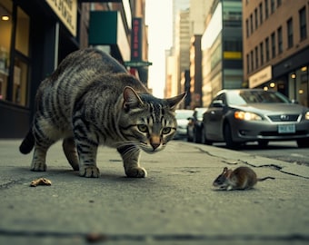 Descarga digital de arte de gato y ratón