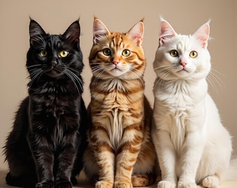 Descarga digital de arte de Tres gatos sentados