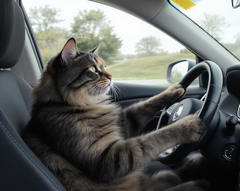 Gato en el coche 2 Arte Descarga digital