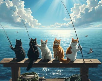 Descarga digital de arte de pesca de gatos