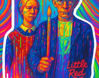 Little Red Grumpy Gothic Sticker