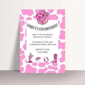 Bearbeitbare Cowgirleinladung, digitale Geburtstagseinladung, westliche Einladung, Cowboy-Party, digitale Einladung