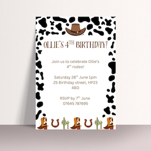 Editable cowboy invitation, Digital birthday invite, western invitation, cowboy party, digital invite