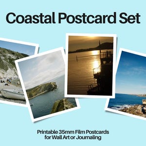 Europe côtière – Lot de 4 cartes postales imprimables avec film | Art mural bord de mer | Photographie de voyage pour un journal ou une exposition