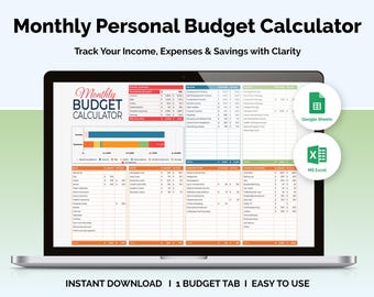 Maandbudgetcalculator Excel | Budgetsjabloon voor Google Spreadsheets | Persoonlijke financiële planner