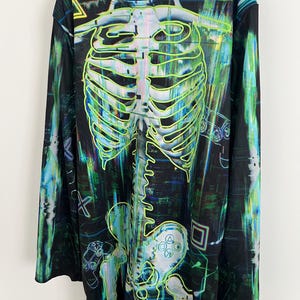 Kids Skeleton Costume Glow in the Dark/ Blue Green Lightning Print Jumpsuit/Size 9-10Years/134-140 cm height/ Halloween teen outfit/ Unisex