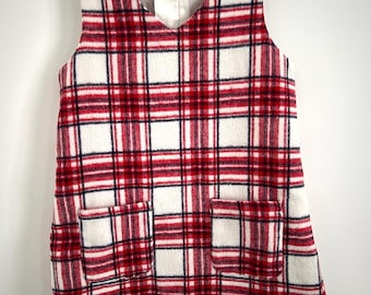 Girl's Wool Red and Grey Checked Pinafore Dress. Age 1-10 - Etsy Finland