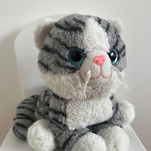Vintage 1990&#39;s plush cat Stuffed cat Soft vintage toy Big striped cat Sister gift Baby gift Birthday gift