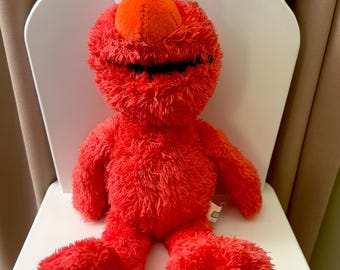 セサミストリート レアなヴィンテージ 楽しいエルモのぬいぐるみ 押す