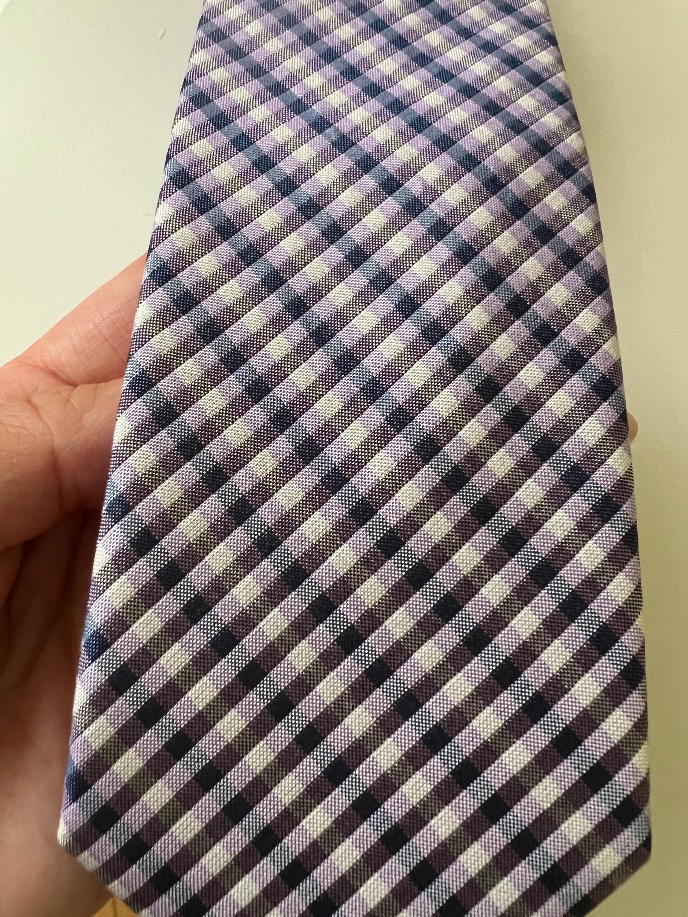Lot De 2 Cravates Homme Pierre Cardin - 100% Soie - Motif Violet & Noir/Blanc - Occasion