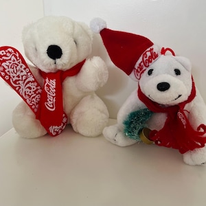 Lot 2 collectible vintage coca-cola bears stuffed vintage coca-cola bears plush vintage bears Coca-Cola vintage toys