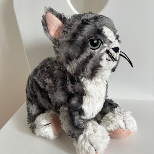 soft toy striped grey cat Vintage plush toy Stuffed cat Vintage children gift Cat Chi children gift