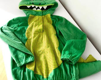 Kids Green Dinosaur Costume by M&Co Kids • Size 6–8 Years • Fleece Vintage Dino Outfit • Halloween Outfit