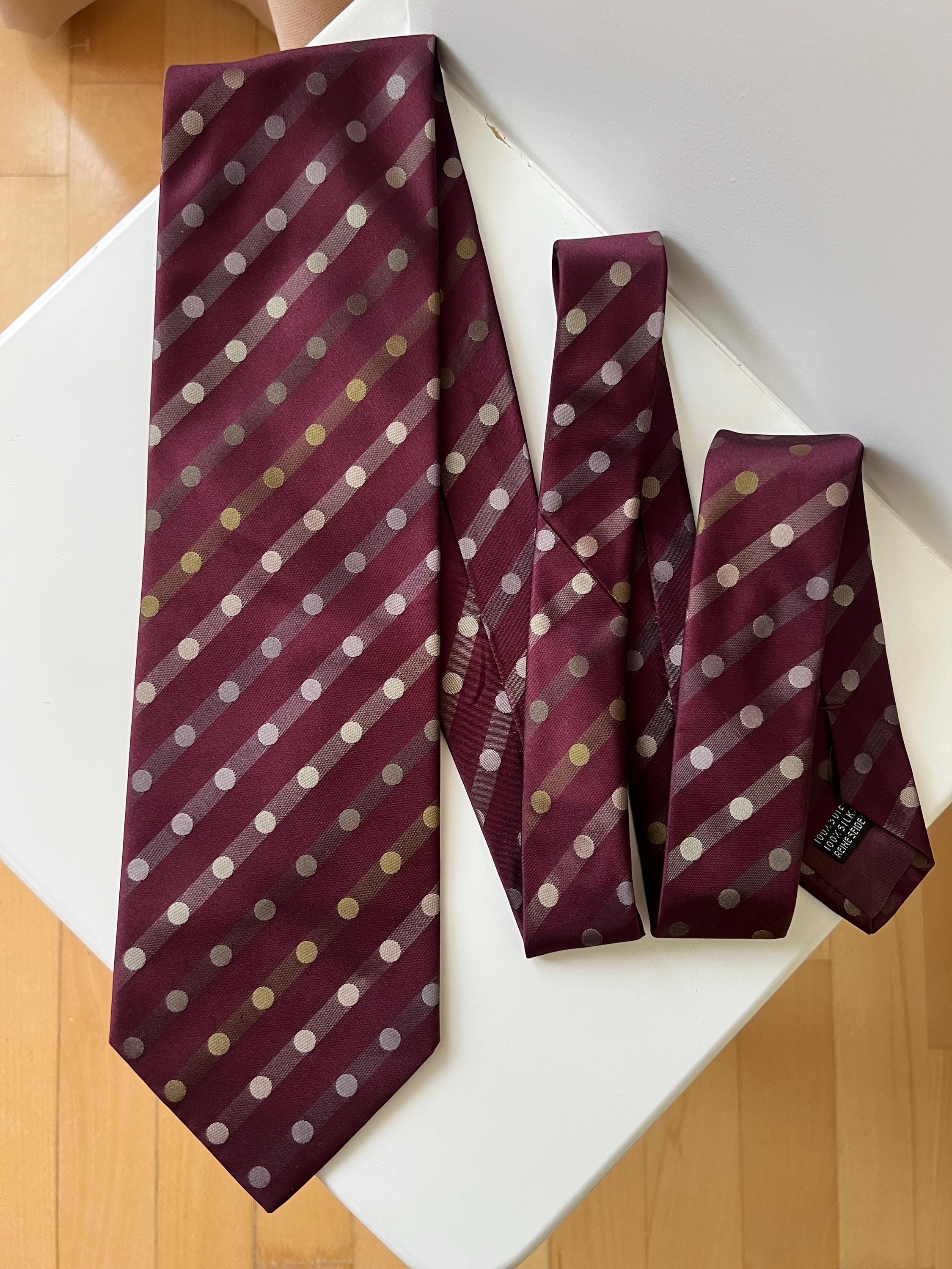 Cravate Yves Gerard 100% Soie - Bleu à Pois, Style Classique Vintage - Occasion