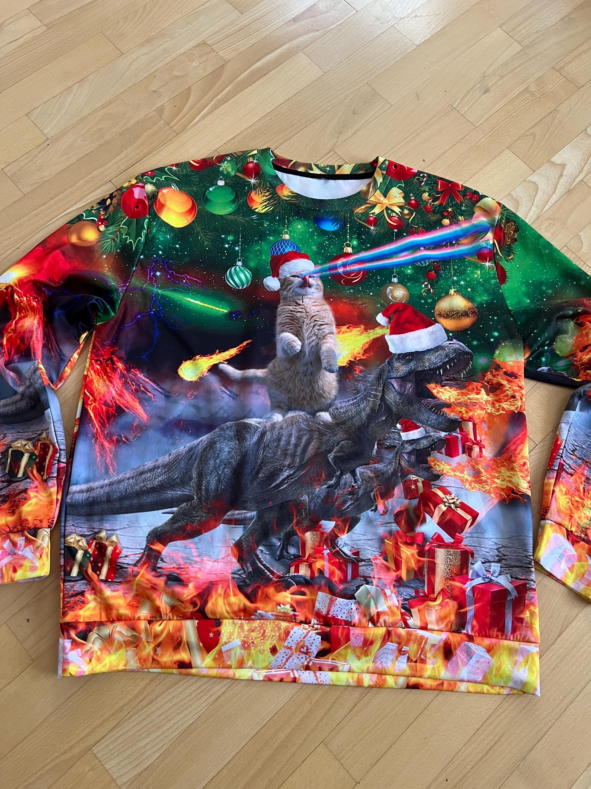 アトリエgg クリスマスシャツ メンズ プラスサイズ 2XL ダサいクリスマスセーター - レーザーアイのT