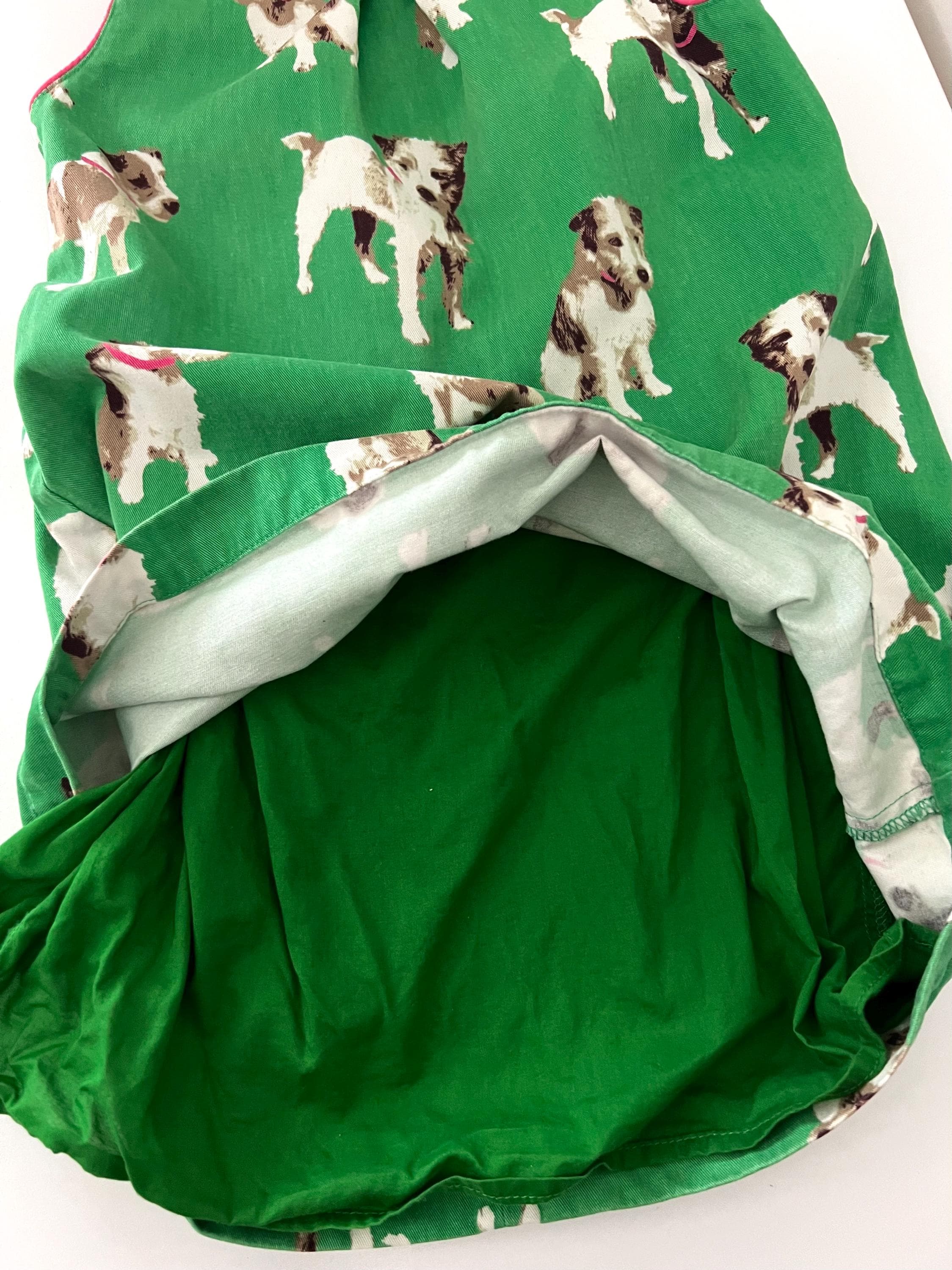 mini boden dog dress Mini Boden girl's Wintry Pet wool Dress Green pink pom-pom Dog applique NWT 9-10