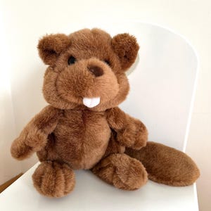 Stuffed Beaver - Vintage plushie- soft beaver by &quot;The Helvetia&quot; Sea-Toys Switzerland Plush Beaver - collectible plushie 90s - toddler gift