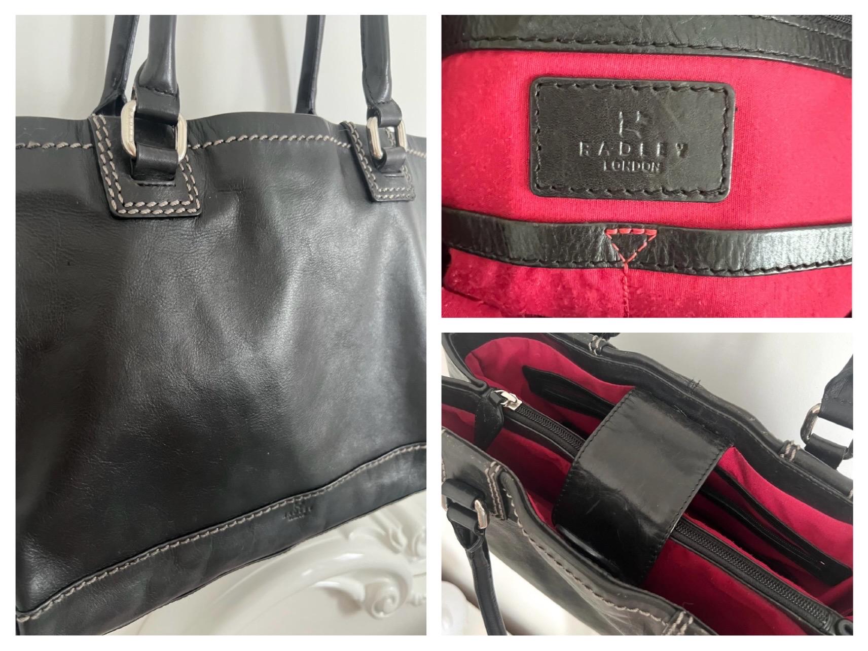 Radley London オリジナル高級ブラック本革バッグ | ヴィンテージ 