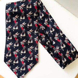 Vintage 1996 St Michael Marks&Spencer Bugs Bunny Golf Tie • Looney Tunes Novelty Necktie • Retro Golf Theme • Wide 9 cm • Collectible Tie