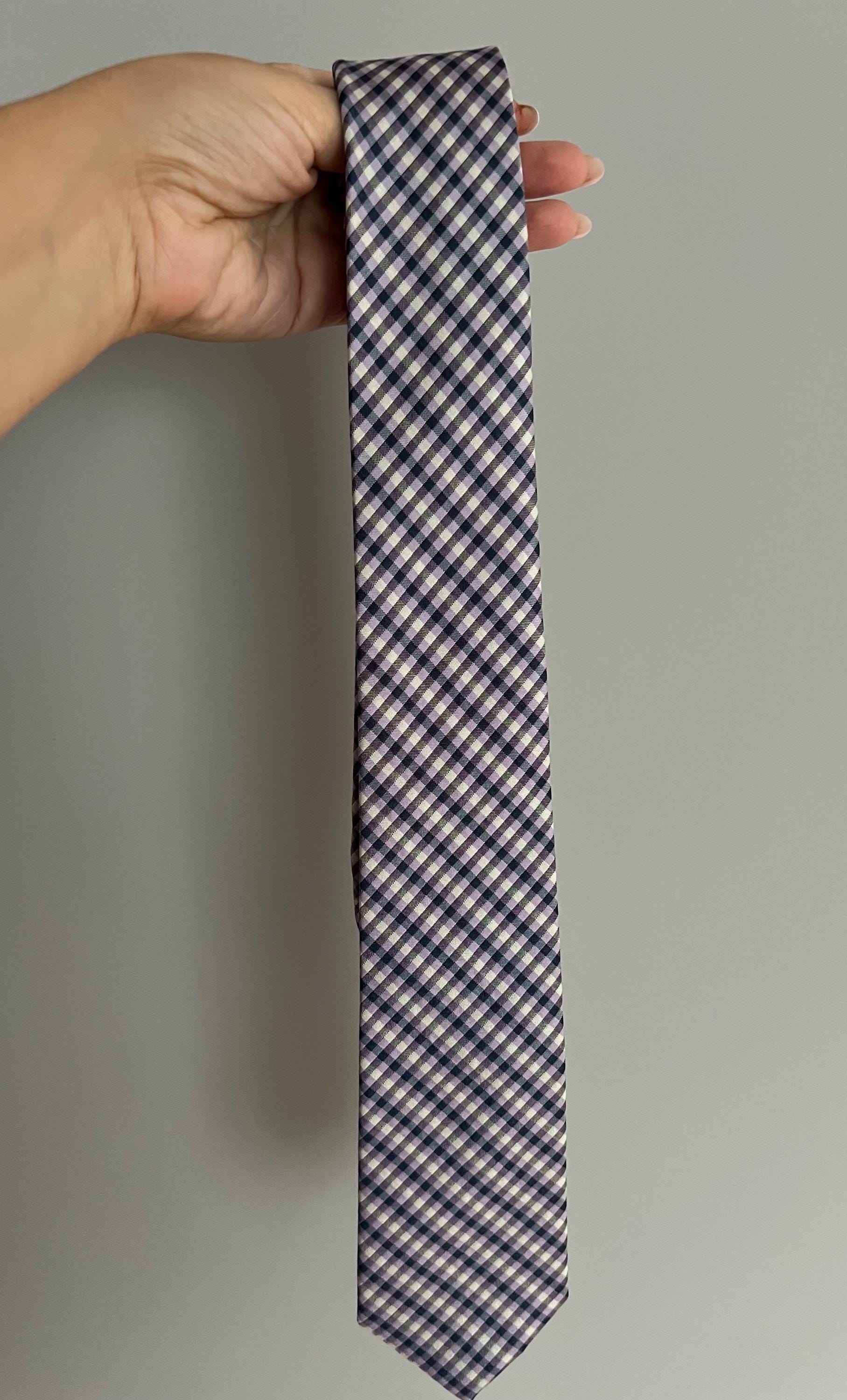 Lot De 2 Cravates Homme Pierre Cardin En Soie 100% - Motif Violet + Motif Noir/Blanc - Occasion
