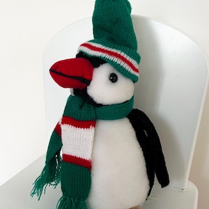 Christmas Penguin Plush in hat and scarf by Brand Birthdays/Festive Soft Toy/Winter Holiday Decoration/ Xmas gift idea/ Stuffed Penguin