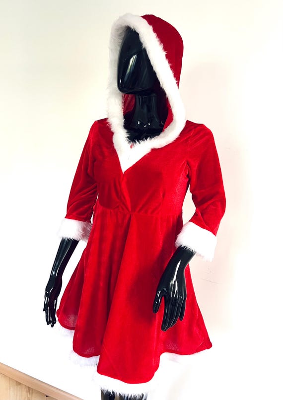 white christmas dresses Blue Zone Planet | Women's Christmas Print Mid Length Hooded Sweater Dress