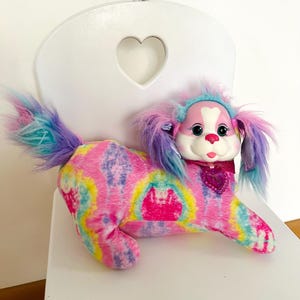 Puppy Surprise Plush Dog with Hidden Pouch – Colorful Tie-Dye Pink, Blue & Yellow-Without Puppies- Baby Girl Gift