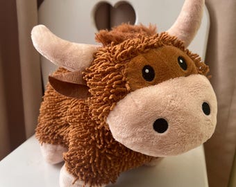 Vintage Highland Kuh Plüsch von Thistle Toys Ltd, großes Chenille Highland Kuh, 23 cm, Scottish Sammlerstück Souvenir