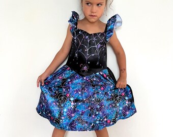 Girls Halloween Spider Web Galaxy Dress-Size 5-6 Years - Toddler Halloween Costume
