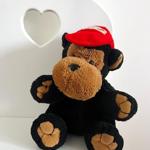 Stuffed monkey Plushie Vintage plush monkey Monkey in hat Brother gift Friend gift Toddler toys Baby boy toys Vintage gift