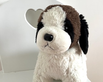 Stuffed dog Plush puppy Soft dog Saint Bernard&#39;s puppy Vintage plushie Vintage toy 1980&#39;s collectible toy Sister gift Baby gift Baby toy
