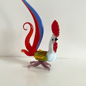 glass rooster vintage figurine bohemian glass colourful figurine without defects home decor collectible bohemian figurine 1960