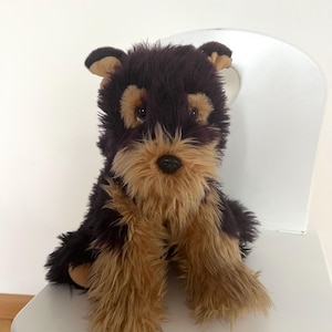 Bear Factory Terrier Dog Plush 30x33 cm/Barking Sound Effect/ Interactive Vintage Stuffed Animal/Dog Lover Gift/Toddler Gift