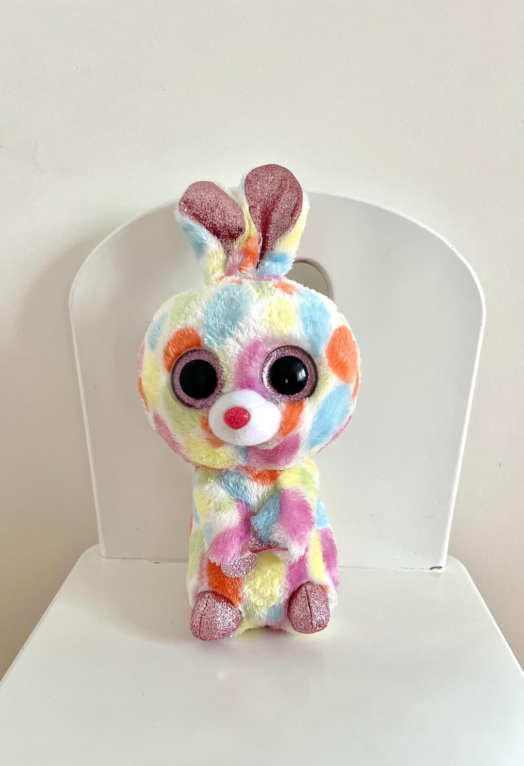 Stuffed Colorful Rabbit Plush Vintage Toy Rainbow Toy Soft Bunny Sister ...
