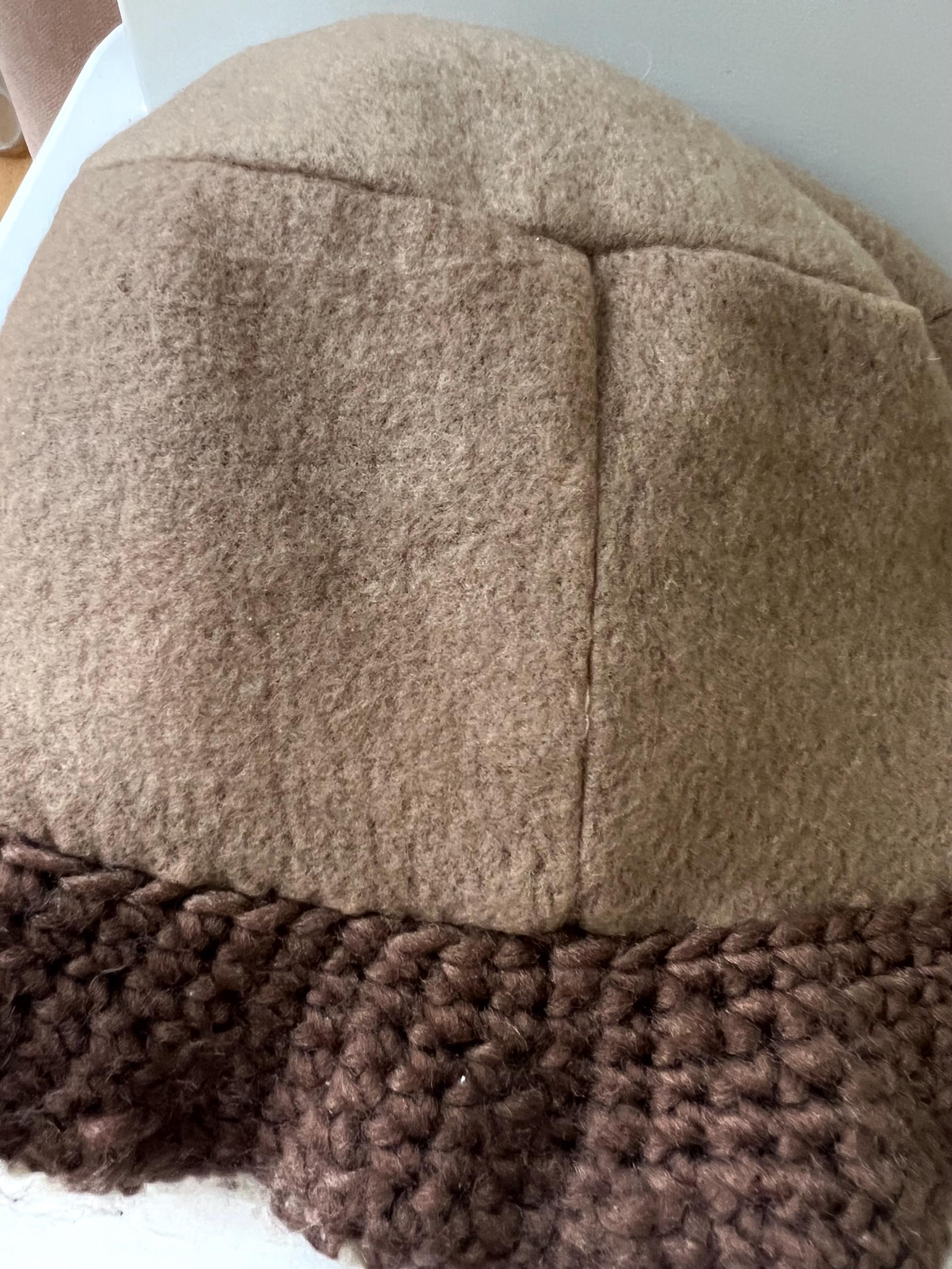 Brown Beige Wool Blend Winter Hat With Fleece Lining/cloche 