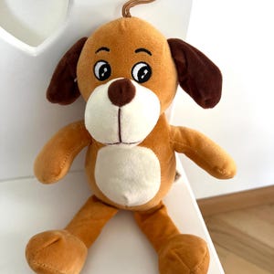 Plush Dog Toy by Playtime – 33 cm – Brown Ears, Orange Fur & White Belly – Soft Stuffed Animal - Vintage plush 90s - Toddler gift