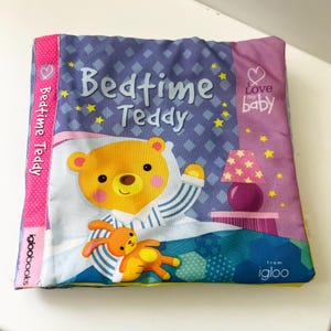 Babyboek van zachte teddystof voor het slapengaan van Igloo Books – I Love My Baby-collectie, 16 cm•16 cm, boek met sensorische stof, spiegel en pieper, vintage