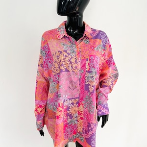 Vintage Style Yours Limited Collection Oversized Baroque Print Tunic Blouse •UK 20 EU 48 US 16 • Plus Size Bright Women Shirt •Made in India