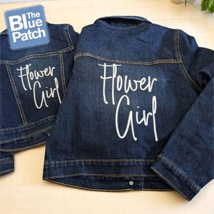 Personalisierte Jeansjacke für Kleinkinder mit Perlen - Bestickte Jeansjacke Geschenk für Kinder, Baby, Blumenmädchen, Geburtstag oder Baby Shower