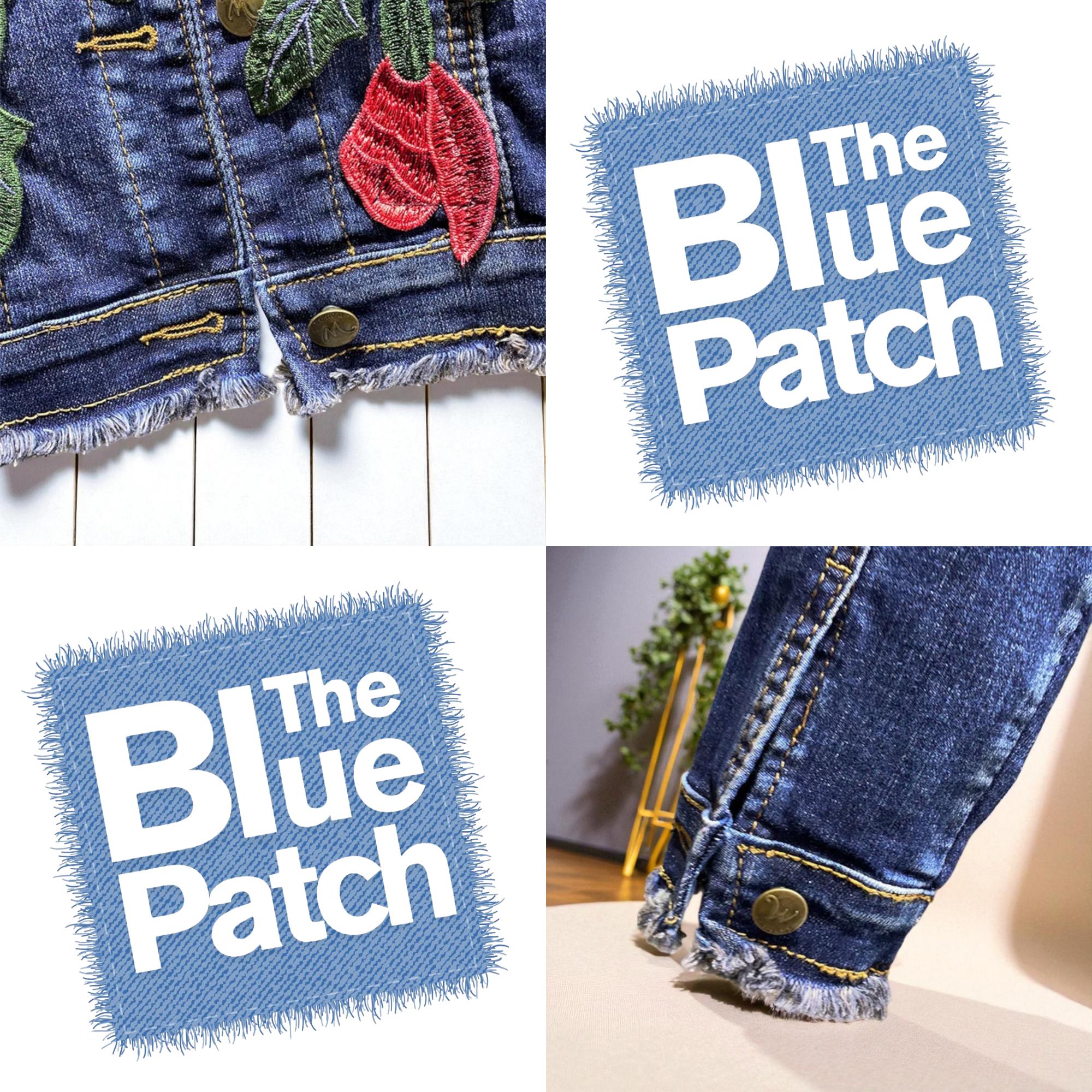 赤いバラの刺繍入りデニムジャケット | ヴィンテージジーンズのパッチ