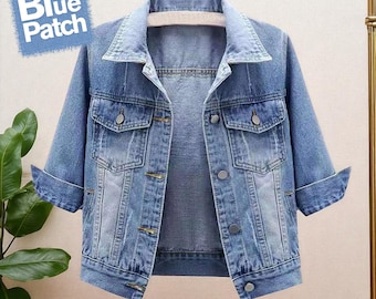 Y2K Cropped Denim Jacket: Asymmetric Streetwear Jean Coat