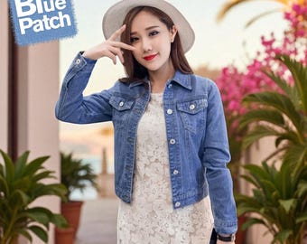 Women’s Denim Jean Jacket – Vintage Cropped Jacket for Bride, Bridal Shower & Autumn Fashion, Halloween Gift For Her, Bridesmaid Gifts