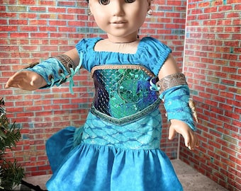 Steampunk Mermaid Outfit with Reversible Corset for 18 inch Doll