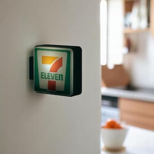 Glowing 7-Eleven LED Fridge Magnet | Light Up Konbini Sign | Japanese Convenience Store Decor | Mini LED Refrigerator Magnet Light